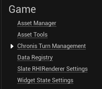 Chronis Project Settings